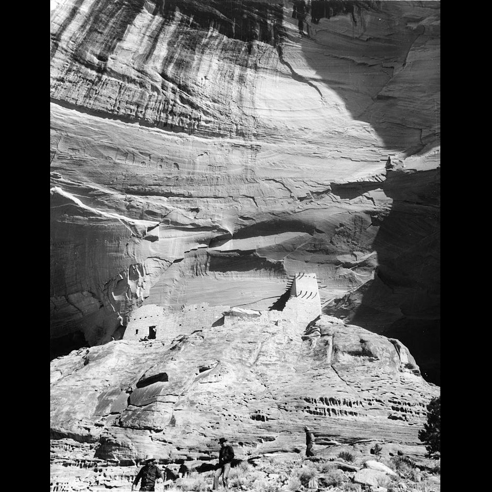 Photograph of cliff-side mummy cave.