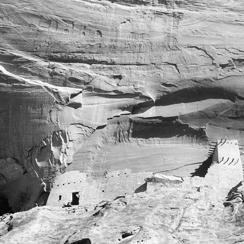 Photograph of cliff-side mummy cave